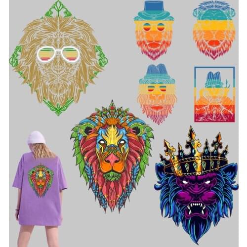 European and American style colored lion spectacled monkey animal pattern Heat Transfer for Clothing Printed Iron on patches