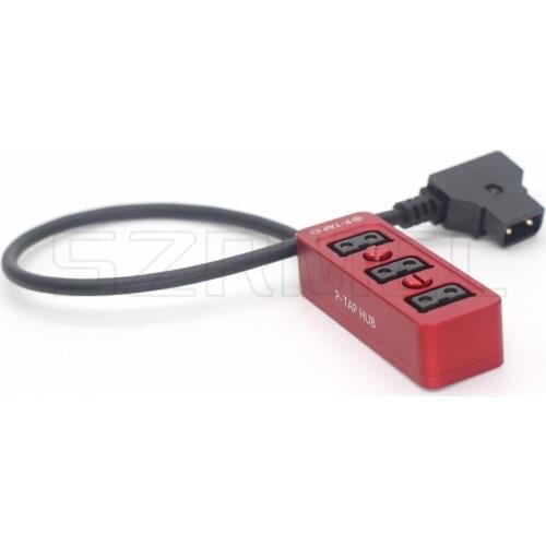 D-tap Male to 3 Port P-tap Hub Metal Splitter Power Cable with Screw Holes for ARRI RED Cameras accesories (Red)