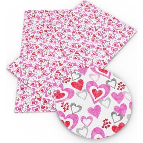 David accessories 20*33cm Faux Synthetic Leather Fabric Heart Love Printed Sheets Valentines Day DIY Home Decoration,1Yc9294