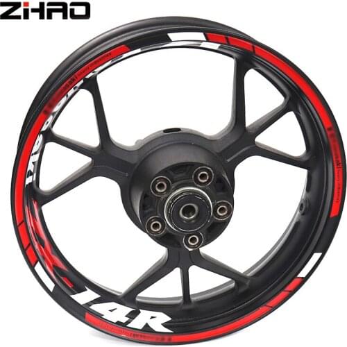For Kawasaki ZX-14R ZX14R zx-14r Motorcycle Reflective Wheel Rim Stripe Decal Sticker Front Rear Decal Full Set