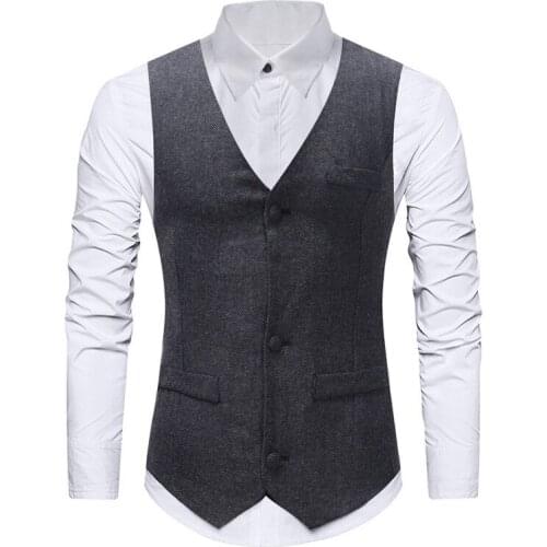 Mens Dark Gray Business Suit Vest 2020 Brand New Slim Fit Male Waistcoat Vest Men Party Wedding Tuxedo Vests Gilet De Costume