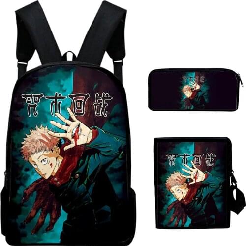 Jujutsu Kaisen 3pcs/set Girls Boys Backpack Pencil Bag Anime 3d Printe School Bag Teenagers Laptop Mochilas