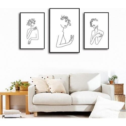 Canvas Paintings Simple Style Figure Lines Abstract Human Body Art For Living Room Bedroom Wall Decoration