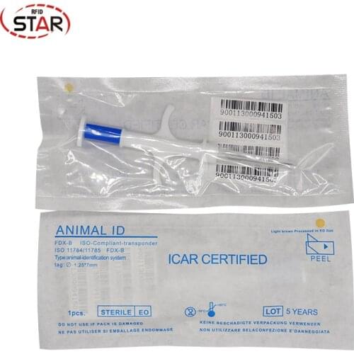 1pc 1.25*7mm Pet Microchips rfid dog cat fish horse turtle pig cattle sheep microchip syringe animal injector for fish farming