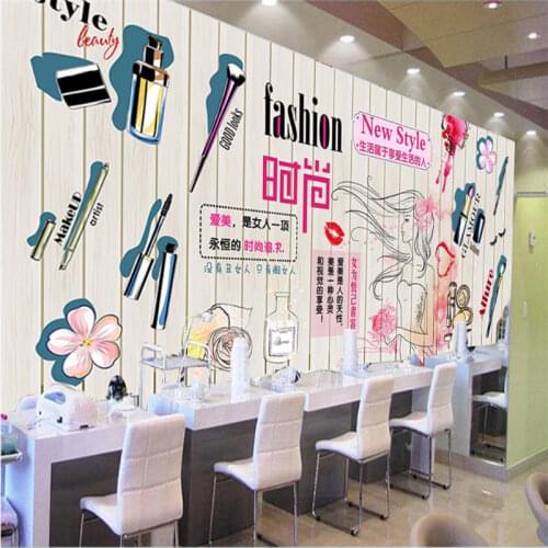 Fashion Cosmetics Nail Store Make-up Shop Background Wall Paper Wall Coverings Beauty Salon Industrial Decor Mural Wallpaper 3D