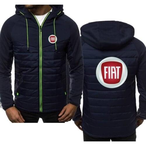 New Fashion Fiat Logo Hoody Spliced Jacket Men Spring Autumn Hoodies Casual Coat Hooded Fleece Sport Zipper Tops