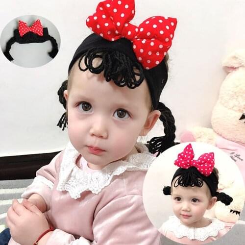 New childrens hair accessories bowknot baby wig small braids bunch hairband cotton girl headdress hair ring