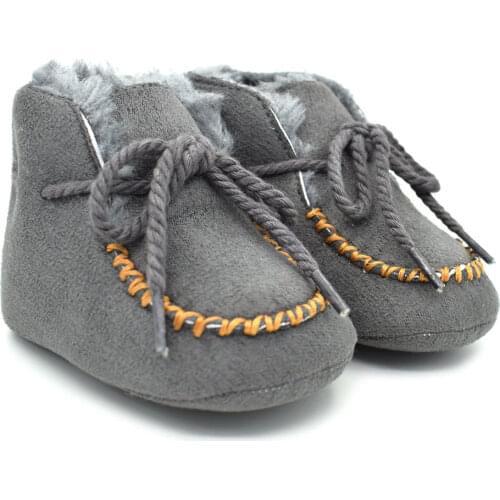 New Cozy Baby Shoes 6 Colors Winter Baby Girl Tie Up Booties Newborn Toddlers Kid Cozy Crib First Walker Shoes