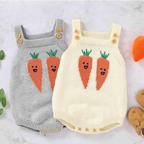 Autumn Baby Knitted Bodysuit Newborn Baby Clothes Sleeveless Cartoons Baby Boy Girl Bodysuit Jumpsuit Infant Toddler Overalls