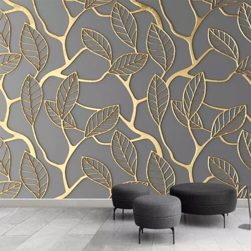 Drop Shipping Custom Photo Wallpaper Murals 3D Stereoscopic Golden Tree Leaves Creative Art TV Background Wall Papers Home Decor