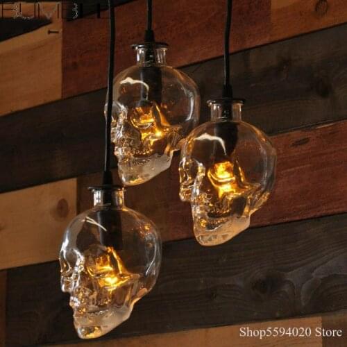 Loft Retro Skeleton Chandelier Lights Bar Glass Wine Bottle Hanglamp Coffee Shop Chandelier Loft Decor Suspendu E27 Fixture