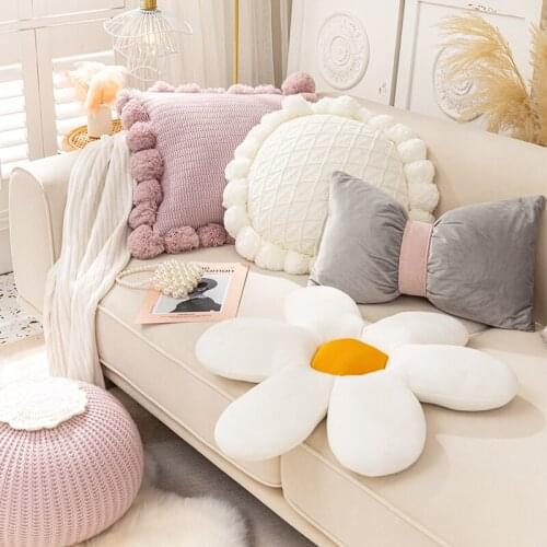 Nordic Luxury Style Knitting Tassels Cushion Cover Bow-knot Pillow Cover Case Home Decoration For Car Sofa Living Room Bed Room