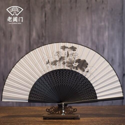 Antique fan folding fan Classic womens Chinese style retro folding small fan Chinese ink cheongsam Hanfu summer