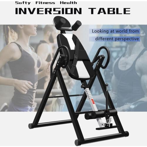 Heavy Duty Integrated Steel Frame Adjustable Foldable Ergonomic Inversion Table Fitness Equipment Black/Blue