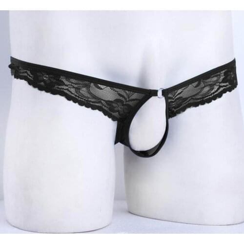 Hollow Lace Sexy Underwear See-through Mesh Mens Panties Gay Homme Sexy Lingerie Breathable Sissy G-String Thong Fashion Briefs