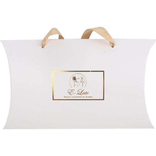 Custom logo printing Women dress Kids clothings packaging paper pillow box with ribbon handle string underwear shopping packing