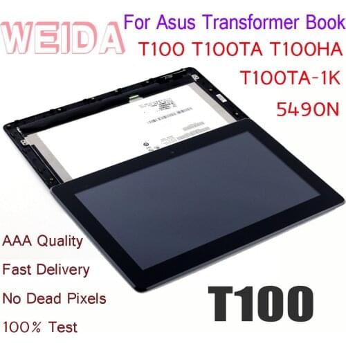 WEIDA LCD 10.1" For Asus Transformer Book T100 T100TA T100TA-1K LCD Display Touch Screen Assembly Frame B101XAN02.0 5490N T100HA