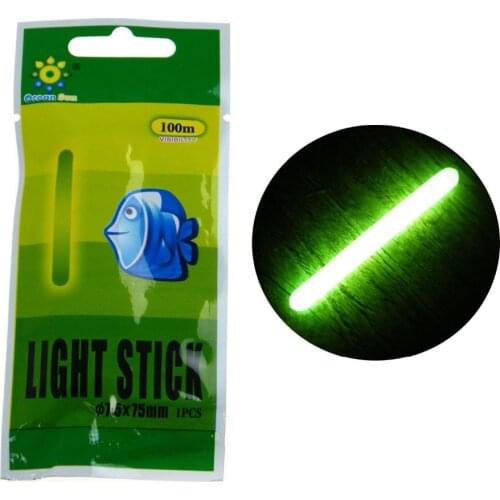 10 Bags 7.5X75MM Fishing Glow Stick Tube Wand Green Fluorescent Light Stick for Fishing Float Night Bobbers Luminous Glow Sticks