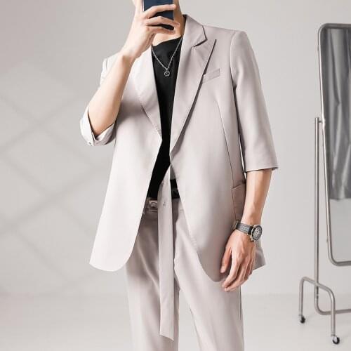 2021 Fashion Solid Color Two-piece Flim Fit Suit Men Wedding Groom Tuxedos Suits for Male Business Casual Social Costume Homme
