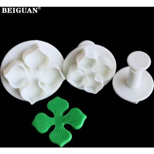 3Pcs/set Hydrangea Laurustinus Flower Gum Paste Cake Cookie Plunger Cutter fondant decrating tools