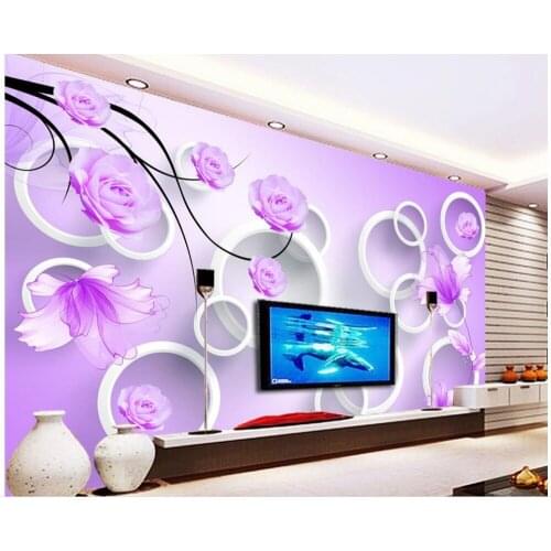 3d murals wallpaper for living room Roses 3D stereoscopic Circle photo wallpaper for walls Home Decoration