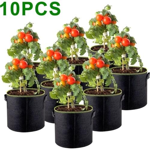 5Pcs Grow Bags Felt Planter Growing 5/7/10 Gallon Gardening Fabric Flower Pots Vegetable Garden Flower Planting Pots Garten Tool