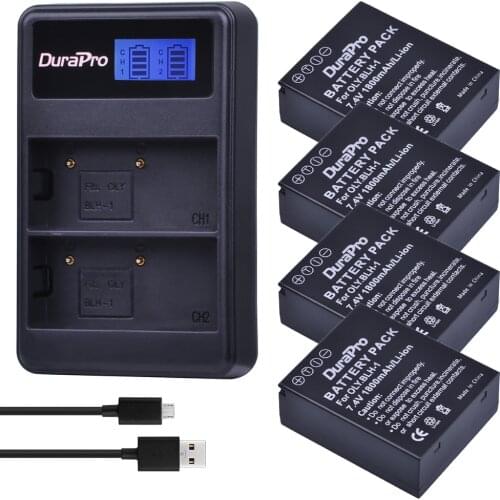 2pc 1800mAH BLH-1 BLH1 BLH 1 Rechargeable Camera Battery + LCD USB Dual Charger for Olympus E-M1 Mark II EM1-2 EM1 Mark Camera