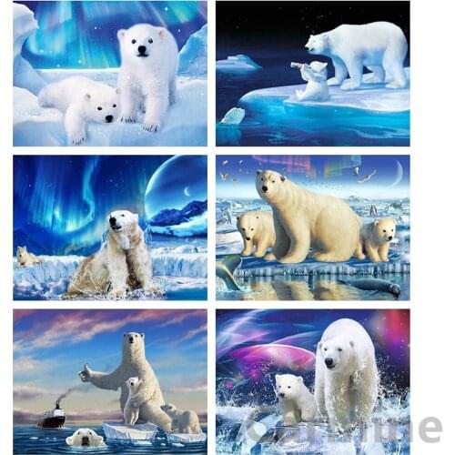 Cartoon Animal DIY 5D Diamond Painting Polar Bear Cross Stitch Embroidery Mosaic Picture Full Round&Square Drill Home Decoration
