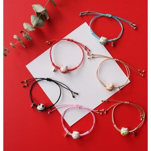 New Handmade Colorful Rope Lucky Cat Adjustable Bracelet For Women Girls Birthday Gifts Sweet Tassel Fashion Bangles Femme