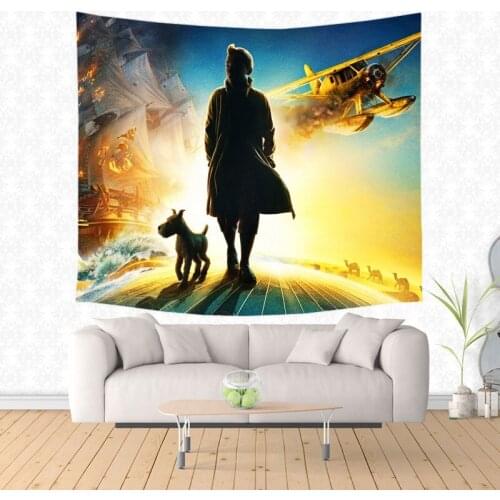 The Adventures of Tintin Decorative Tapestry Wall Hanging Tapestries Bedspread Table Cloth Curtain Throw Blanket Cover