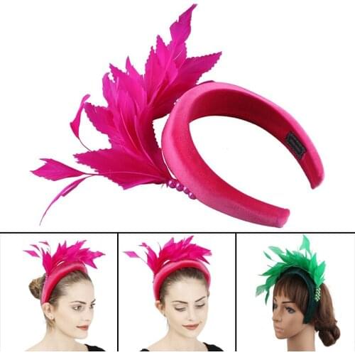 Feather Headband Elegent Retro Exquisite Workmanship Headwear for Women and Girls Wedding Tea Party FS99