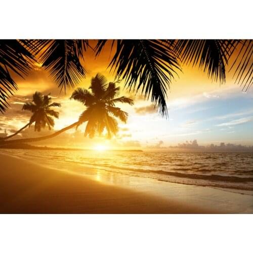 Custom 3D photo wallpaper, sunset beach, coconut trees scenery for the living room bedroom TV background wall papel de parede
