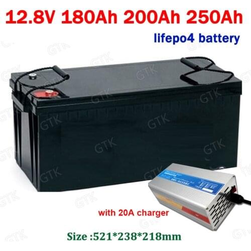 GTK Lifepo4 12V 200AH 300Ah 250ah lithium battery BMS 4S deep cycle for 1800W inverter EV RV Solar energy storage +20A Charger