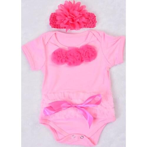 KEIUMI 22-23 inch Baby Girl Clothes New Summer Fashion 3 Flower Baby Rompers Clothing For 55-57 cm Babies Accessories