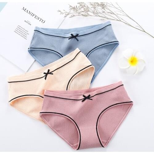 Womens panties cotton briefs set girls underwear ladies panty female lingerie underpants solid color knickers 3 pcs/lot