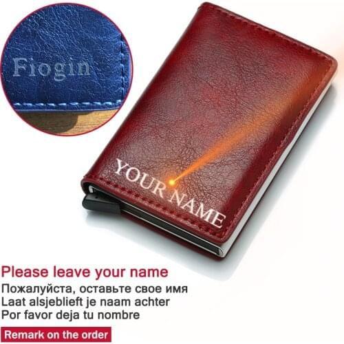 2020 Wallet Business Card Holder Men And Women Metal RFID Vintage Aluminium Box Crazy Horse PU Leather Card Wallet