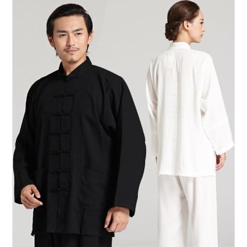 Chinese Style Tang Suit Spring And Summer Adult Male And Female Tai Chi Practice Clothes Linen Martial Arts Performance Suit