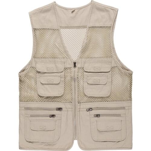 Summer mesh vest mens vest thin hollow fishing photography fisherman breathable cotton middle-aged vest