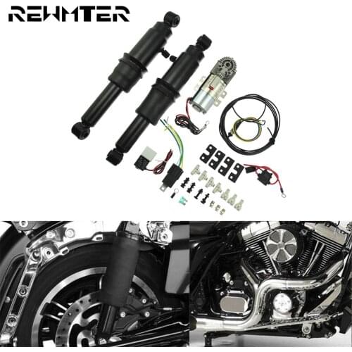 Motorcycle Black Rear Air Ride Suspension Kit Set Adjustable For Harley Touring Road King Street Glide FLHR FLHTC FLHX 1994-19
