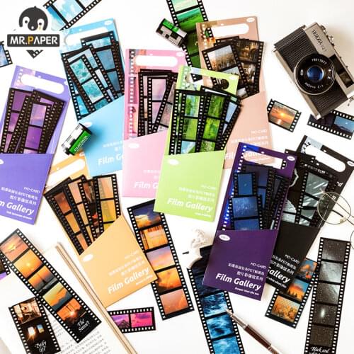 Mr Paper 8 Designs PET White Ink Strip Sticker Pack Film Image Gallery Series Creative Handbook DIY Decorative Sticker