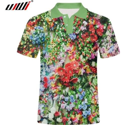 UJWI Brand 3D Printed Polo Shirt Various Colorful flowers Men 2020 New Arrival Shirts For Man Fit Fashion Mens Shirts Tops