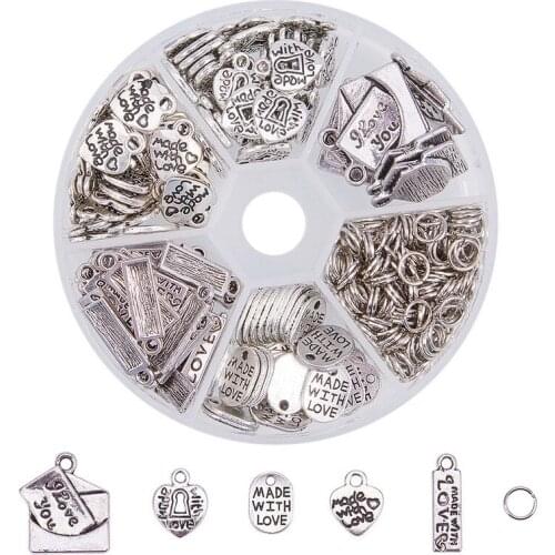 New Diy Jewelry Handmade Accessories Set ,Tibetan Silver Charms Rings Mixed For Bracelets Pendants Necklaces DIY