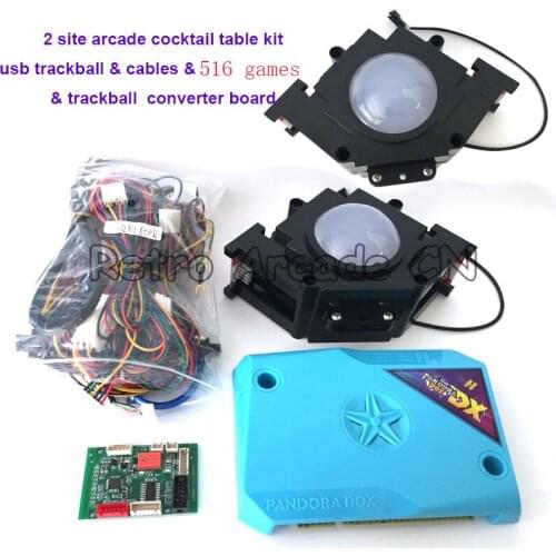 Vertical Cocktail Table Kit with 2 Side machine 516 Game Board Two USB XL Trackball Harness Cable Tracking Ball Converter Board