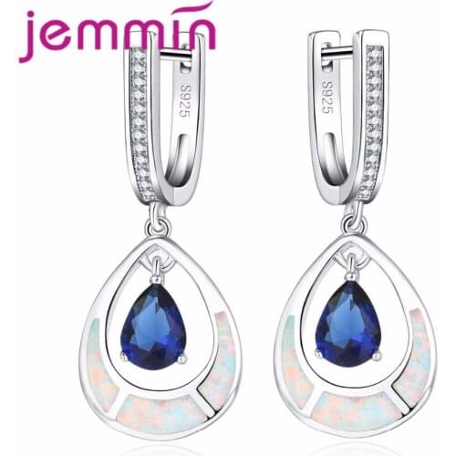 Fashion Novel Water Drop White Opal Earrings Fashion Jewelry For Women Wholesale 925 Sterling Silver Jewelry