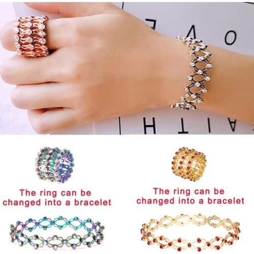 New Charm Retractable Bracelet For Lovers Rhinestone Inlaid Twist Stretchable Bangle For Women Men Creative Personality Jewelry