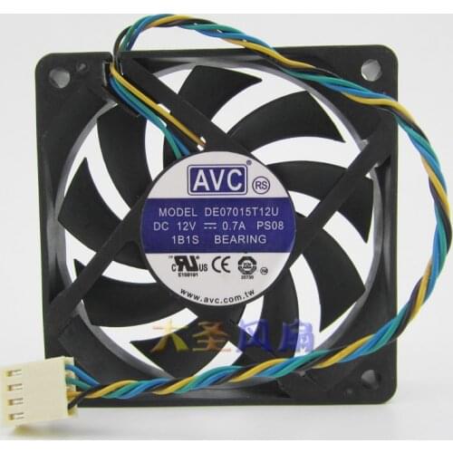 The original AVC DE07015T12U 7015 12V 0.7A70*70*15MM AVC 7 cm 4 line PWM fan speed control CPU