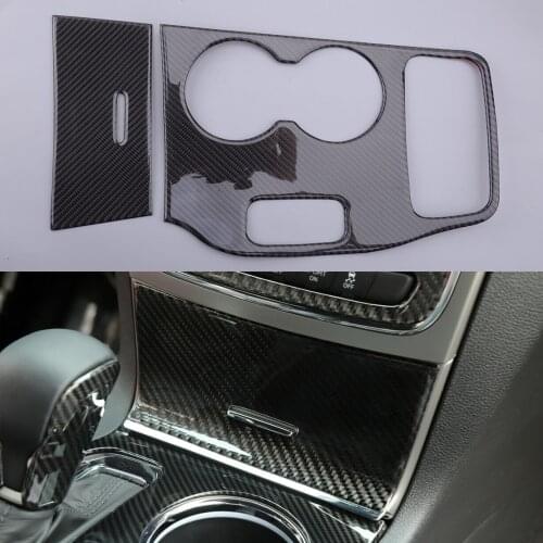 2pcs Dashboard Gear Shift Panel Cup Holder Sticker Trim Cover Carbon Fiber Fit For Jeep Grand Cherokee 2014 2015 Left Hand Drive