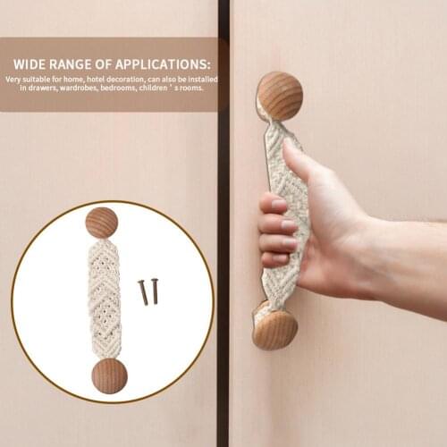 Woven Door handle box Drawer Closet wood Cotton Rope Decoration handle Nordic style Hotel Homestay decor Door Handle