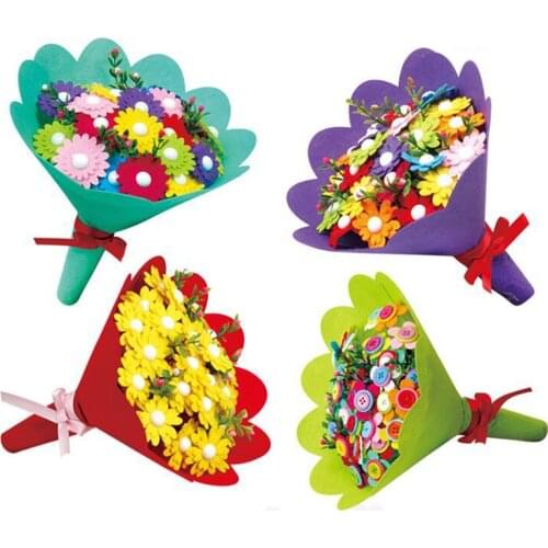EVA Button Bouquet Children Educational Toys DIY Holding Flowers Handmade Gift Room Decoration Flower Craft Kits Creative Toys