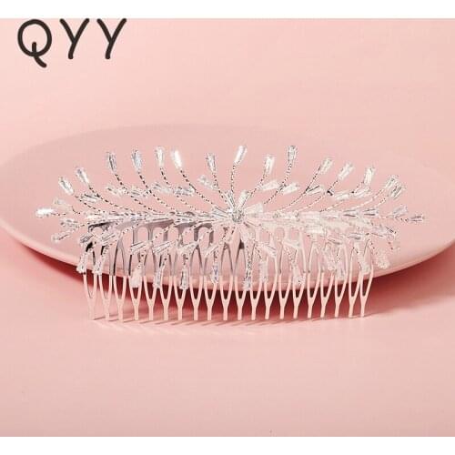 QYY Fashion Bridal Hair Comb Clips for Women Silver Color Bridal Wedding Accessories Hair Jewelry Prom Bride Headpiece Gifts